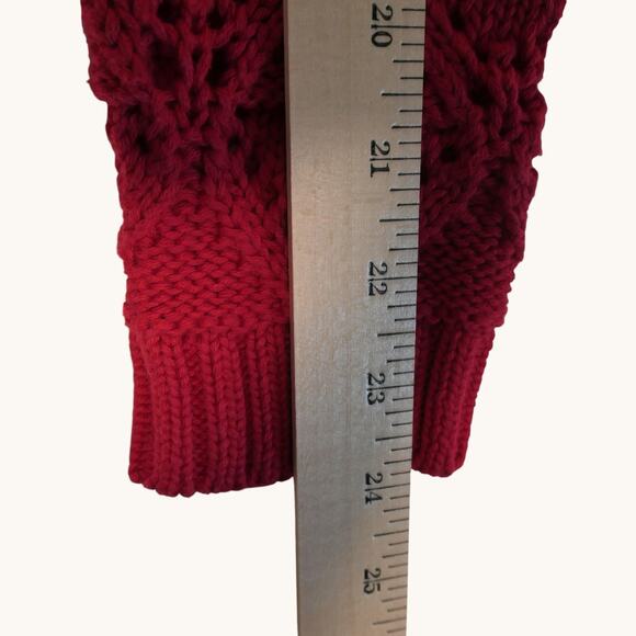 Tommy Hilfiger Sweater Womens Large Red Open Knit Diamond Cotton Casual Classic - Picture 9 of 11